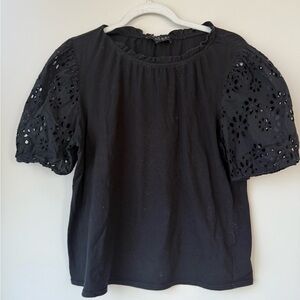 Laundry short sleeve with Eyelet sleeves in Black - Size L